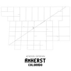Amherst Colorado. US street map with black and white lines.