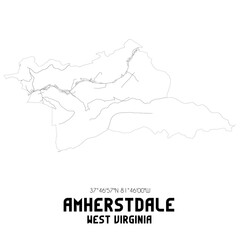 Amherstdale West Virginia. US street map with black and white lines.