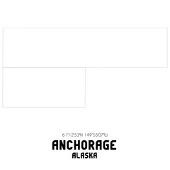 Anchorage Alaska. US street map with black and white lines.