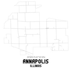 Annapolis Illinois. US street map with black and white lines.