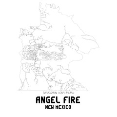 Angel Fire New Mexico. US street map with black and white lines.