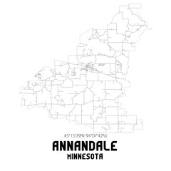 Annandale Minnesota. US street map with black and white lines.