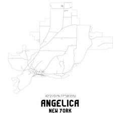 Angelica New York. US street map with black and white lines.