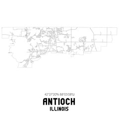 Antioch Illinois. US street map with black and white lines.