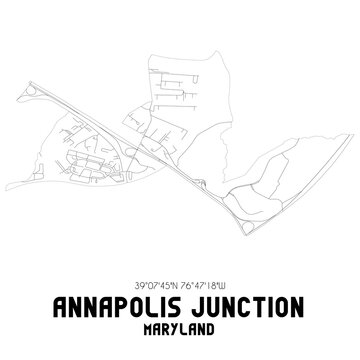 Annapolis Junction Maryland. US Street Map With Black And White Lines.