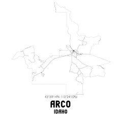 Arco Idaho. US street map with black and white lines.