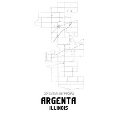 Argenta Illinois. US street map with black and white lines.