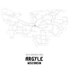 Argyle Wisconsin. US street map with black and white lines.