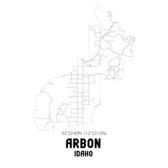 Arbon Idaho. US street map with black and white lines.