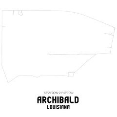 Archibald Louisiana. US street map with black and white lines.
