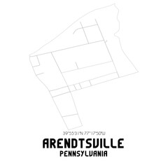 Arendtsville Pennsylvania. US street map with black and white lines.