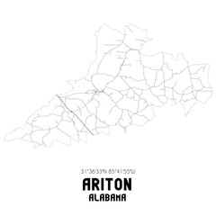 Ariton Alabama. US street map with black and white lines.