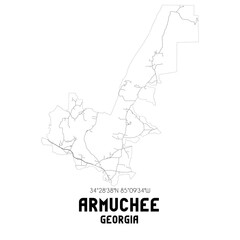 Armuchee Georgia. US street map with black and white lines.