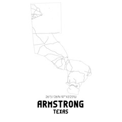 Armstrong Texas. US street map with black and white lines.