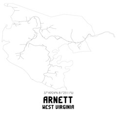 Arnett West Virginia. US street map with black and white lines.