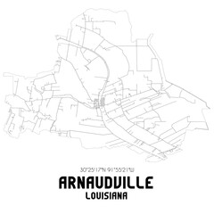 Arnaudville Louisiana. US street map with black and white lines.