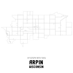 Arpin Wisconsin. US street map with black and white lines.