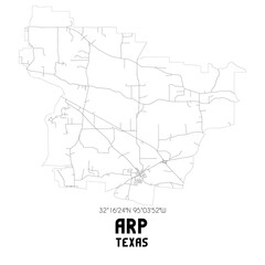 Arp Texas. US street map with black and white lines.