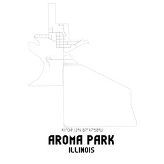 Aroma Park Illinois. US street map with black and white lines.