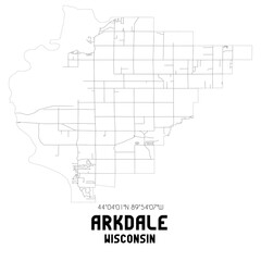 Arkdale Wisconsin. US street map with black and white lines.