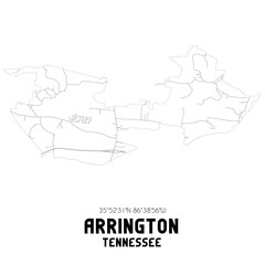 Arrington Tennessee. US street map with black and white lines.