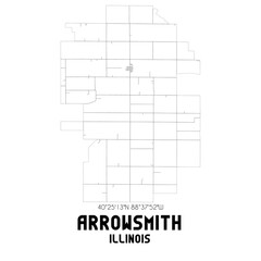 Arrowsmith Illinois. US street map with black and white lines.