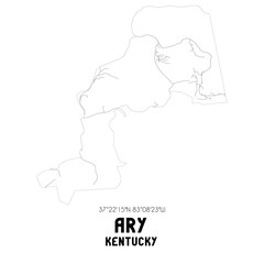 Ary Kentucky. US street map with black and white lines.