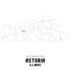 Fototapeta premium Astoria Illinois. US street map with black and white lines.