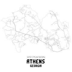 Athens Georgia. US street map with black and white lines.