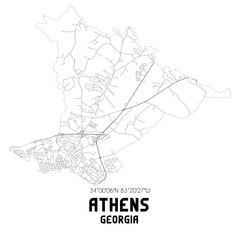 Athens Georgia. US street map with black and white lines. - obrazy, fototapety, plakaty
