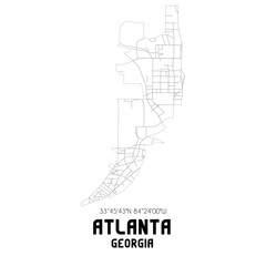 Atlanta Georgia. US street map with black and white lines.