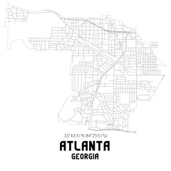 Fototapeta na wymiar Atlanta Georgia. US street map with black and white lines.