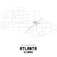 Atlanta Illinois. US street map with black and white lines.