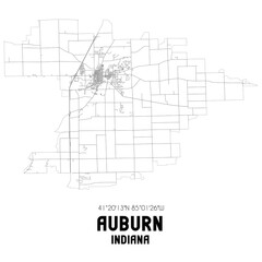 Auburn Indiana. US street map with black and white lines. - obrazy, fototapety, plakaty