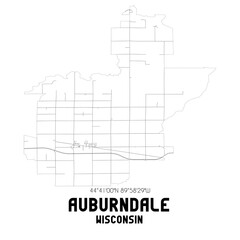 Auburndale Wisconsin. US street map with black and white lines.