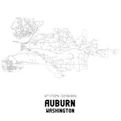 Auburn Washington. US street map with black and white lines. - obrazy, fototapety, plakaty