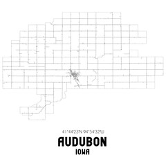 Audubon Iowa. US street map with black and white lines.