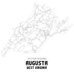 Augusta West Virginia. US street map with black and white lines.