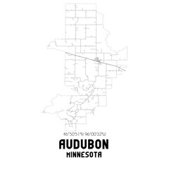 Audubon Minnesota. US street map with black and white lines.