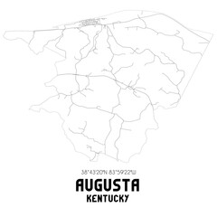 Augusta Kentucky. US street map with black and white lines.
