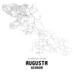 Augusta Georgia. US street map with black and white lines.
