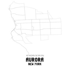 Aurora New York. US street map with black and white lines.