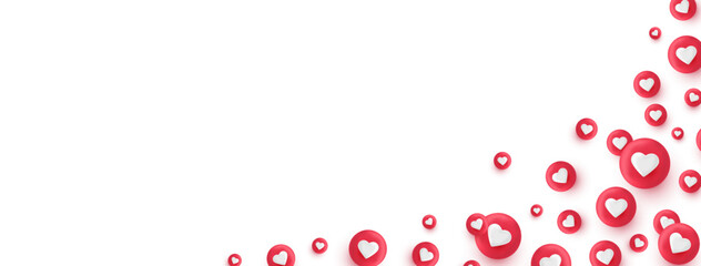 Like 3d render icon border. Emoji reaction frame. Social media bubble with heart. Love element. Comment button. Share tag. Notice people. Chat speech. Notification label. Vector illustration