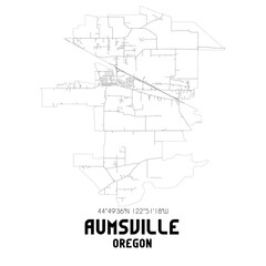 Aumsville Oregon. US street map with black and white lines.