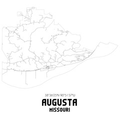 Augusta Missouri. US street map with black and white lines.