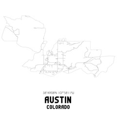 Fototapeta na wymiar Austin Colorado. US street map with black and white lines.