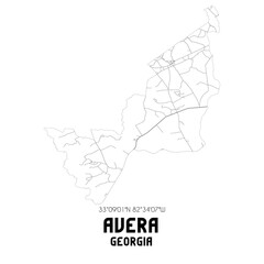 Avera Georgia. US street map with black and white lines.