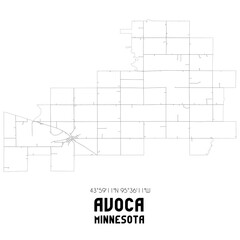 Avoca Minnesota. US street map with black and white lines.