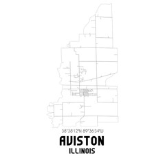 Aviston Illinois. US street map with black and white lines.