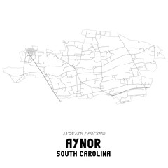 Aynor South Carolina. US street map with black and white lines.